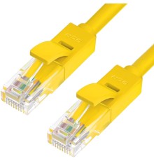 Greenconnect Патч-корд прямой 15.0m, UTP кат.5e, желтый, позолоченные контакты, 24 AWG, литой, GCR-LNC02-15.0m, ethernet high speed 1 Гбит/с, RJ45, T568B