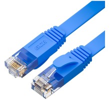GCR Патч-корд PROF плоский прямой 5.0m, UTP медь кат.6, синий, 30 AWG, ethernet high speed 10 Гбит/с, RJ45, T568B, GCR-52873