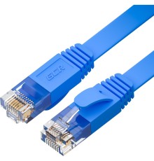 GCR Патч-корд PROF плоский прямой 5.0m, UTP медь кат.6, синий, 30 AWG, ethernet high speed 10 Гбит/с, RJ45, T568B, GCR-52873