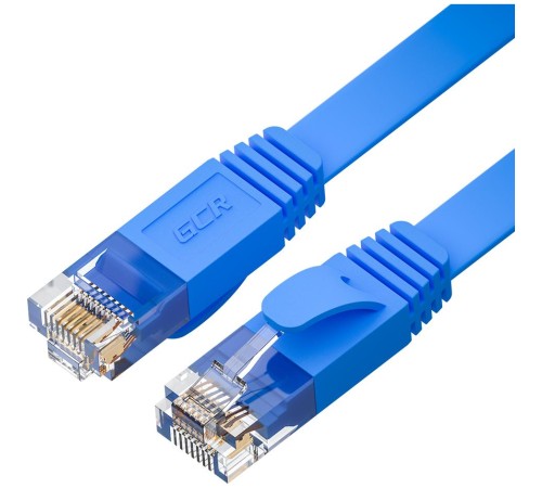 GCR Патч-корд PROF плоский прямой 5.0m, UTP медь кат.6, синий, 30 AWG, ethernet high speed 10 Гбит/с, RJ45, T568B, GCR-52873 GCR Патч-корд PROF плоский прямой 5.0m, UTP медь кат.6, синий, 30 AWG, ethernet high speed 10 Гбит/с, RJ45, T568B, GCR-52873