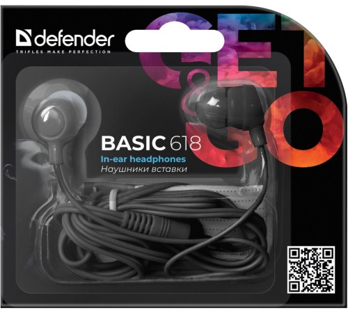 Defender #1 Наушники вставки Basic 618 черный