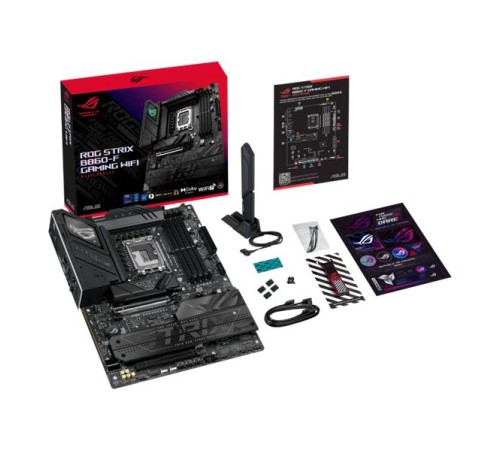 Материнская плата ASUS ROG STRIX B860-F GAMING WIFI, LGA1851, B860, 4*DDR5, 4*SATA, 4*M.2, 7*USB 3.2, Type-C, 2*PCIx16, DP+HDMI, ATX; 90MB1JG0-M0EAY0