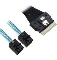 Кабель/ Cable, x8 8654 to 2x4 8643, 9402 SAS 1M. SFF-8654 (SlimSAS) - 2 x4 SFF-8643 Mini SAS HD