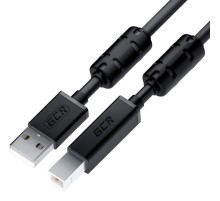 GCR Кабель PROF 1.5m USB 2.0, AM/BM, черный, ферритовые кольца, 28/24 AWG, экран, армированный, морозостойкий, GCR-52078