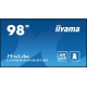 Информационный дисплей 98" 16:9 3840x2160(UHD 4K) IPS, 60 Hz, 500 cd/m, H178°/V178°, 1200:1, 1.07B, 8ms, VGA, 3xHDMI, 2xDP, RJ-45, RS232C, MicroSD, 2xUSB Type A, Speakers, OPS Slot, Android 11, 24/7, 3Y, Black