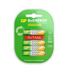 Аккумулятор Перезаряжаемые аккумуляторы GP ReEnergy 100AAAHC AAA, емкость 930 мАч - 4 шт. в промо-упаковке 3+1