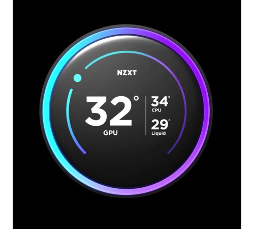 Система жидкостного охлаждения для ПК/ Water Cooling System NZXT Kraken Elite 280 RGB (250W, 280mm, LED temp., Black/ Fans: 2x140mm, 98.61CFM, 34.5dBA, 2000RPM/ Pump height 65mm, 2800RPM, Rad thickness 27mm/ S: 1851, 1700, 1200, 115X, AM5, AM4)