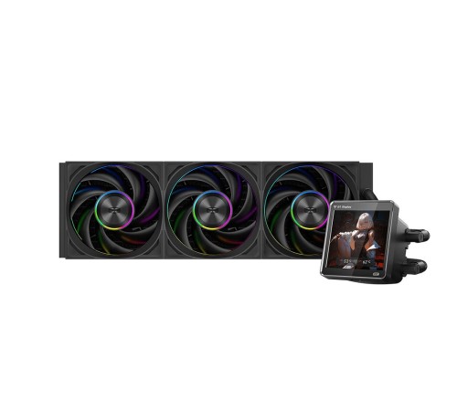 Система охлаждения/ Water Cooling System PCCooler DT360 ARGB Display BK  (300W, 360mm, LED temp., Black, ARGB/ Fans: 3x120mm, 83.83CFM, 3000RPM/ Pump height 62mm, 15dBA, 2600RPM, Rad thickness 27mm/ S: 1851, 1700, 1200, 115X, AM5, AM4)