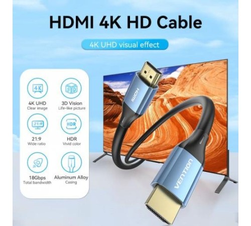 Кабель Vention HDMI High speed v2.0 with Ethernet 19M/19M - 15м Кабель Vention HDMI High speed v2.0 with Ethernet 19M/19M - 15м