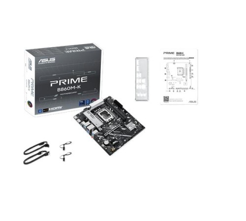 Материнская плата ASUS PRIME B860M-K, LGA1851, B860, 2*DDR5, 4*SATA, 2*M.2, 3*USB 3.2, 3*USB 2.0, 1*PCIx16, 2*PCIx1, DP+HDMI, mATX; 90MB1JT0-M0EAY0
