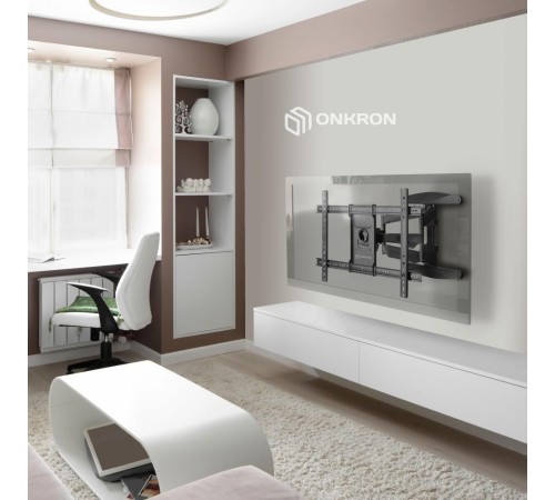 Кронштейн ONKRON/ 40-75" макс 400*600 наклон -5°/+8°, поворот ±140° Макс нагрузка 45,5кг, от стены 54-500мм, черный Кронштейн ONKRON/ 40-75" макс 400*600 наклон -5°/+8°, поворот ±140° Макс нагрузка 45,5кг, от стены 54-500мм, черный