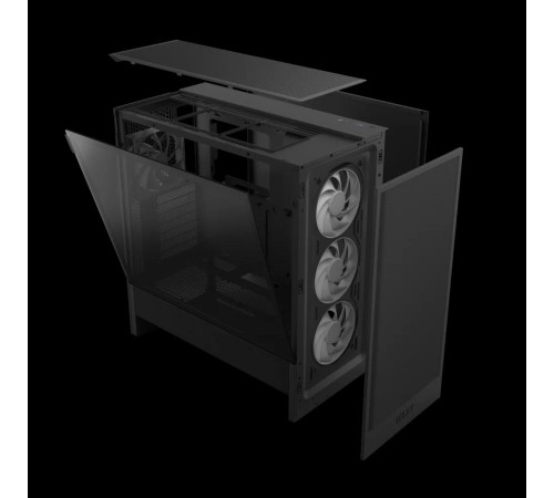 Корпус без блока питания/ Case NZXT H5 Flow RGB, Midi-Tower, TG, 3x120mm RGB + 1x120mm, 1xUSB-A 3.2 + 1xUSB-C 3.2, E-ATX, ATX, mATX, mITX Black