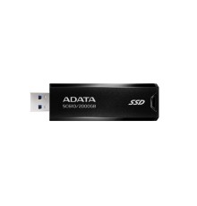 Твердотельный накопитель/ ADATA External SSD SC610, 2000GB, Type-C, USB 3.2 Gen2, R/W 550/500 MB/s, 67x24x10mm, Black (5 лет)