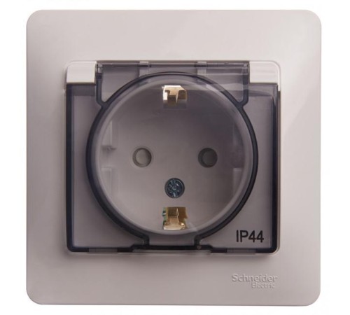 GLOSSA РОЗЕТКА с заземлением со шторками с крышкой, 16А, IP44, в сборе, БЕЛЫЙ GLOSSA РОЗЕТКА с заземлением со шторками с крышкой, 16А, IP44, в сборе, БЕЛЫЙ