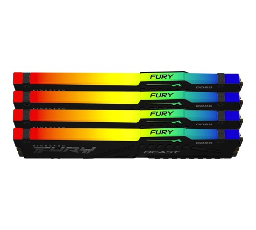 Память оперативная/ Kingston 128GB 5600MT/s DDR5 CL40 DIMM (Kit of 4) FURY Beast RGB XMP Память оперативная/ Kingston 128GB 5600MT/s DDR5 CL40 DIMM (Kit of 4) FURY Beast RGB XMP