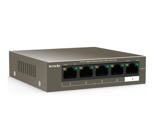 Коммутатор/ Tenda TEG1105P-4-63W   5-Port Gigabit Desktop Switch with 4-Port PoE