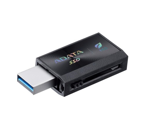 Твердотельный накопитель/ ADATA External SSD SC730, 1000GB, Type-C, Type-A, USB 3.2 Gen2, R/W 600/600 MB/s, 36.8x23.8x9.7mm, Black (5 лет)