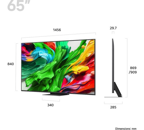 Телевизор ЖК 65'' LG/ 65", Ultra HD, Dynamic QNED Color, Local Dimming, Smart TV, WebOS, Wi-Fi, DVB-T2/C/S2, MR, 2.0 ch (20W), 120Hz Native (VRR 144Hz), 3 HDMI, 2 USB, 1 Pole, Charcoal Black, 2025