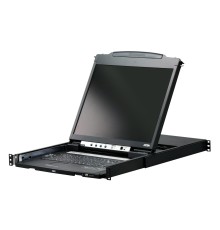Kонсоль управления, для KVM-переключателей, электрон., 19", SVGA+KBD+MOUSE PS/2 USB, с KVM шнуром USB 1.8м, LCD Kран 19", лат./рус.Kлав., (выход на вторую конс 1280x1024 75Hz DDC2BKрепление DUAL RAIL доп.порт USB A-типа Female)/ATEN/ DUAL RAIL L