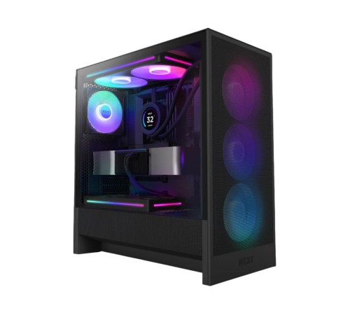 Корпус без блока питания/ Case NZXT H5 Flow RGB, Midi-Tower, TG, 3x120mm RGB + 1x120mm, 1xUSB-A 3.2 + 1xUSB-C 3.2, E-ATX, ATX, mATX, mITX Black