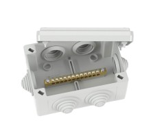 Коробка уравнивания потенциалов, 12 зажимов, 6 вводов  д.25мм, 120х80х50мм, IP55