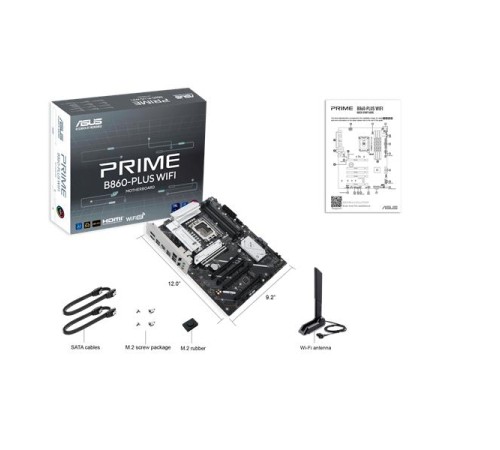 Материнская плата ASUS PRIME B860-PLUS WIFI, LGA1851, B860, 4*DDR5, 4*SATA, 2*M.2, 3*USB 3.2, 4*USB 2.0, Type-C, 5*PCIx16, DP+HDMI, ATX; 90MB1K50-M0EAY0