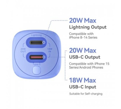 Power Bank Vention 5000mAh(USB-C + Lightning) 20W Серо-белый, шт. Power Bank Vention 5000mAh(USB-C + Lightning) 20W Серо-белый, шт.