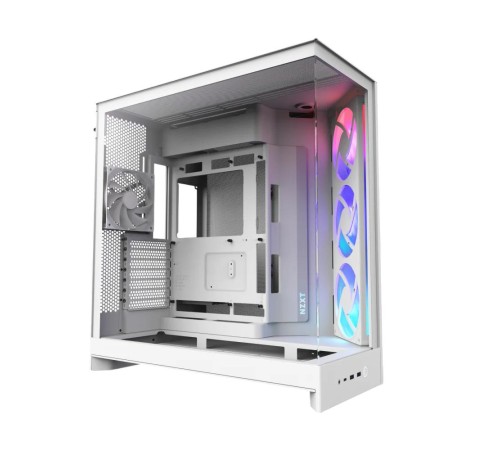 Корпус без блока питания/ Case NZXT H9 Flow RGB (2025), Midi-Tower, TG, 3x140mm RGB + 1x120mm, 2xUSB-A 3.2 + 1xUSB-C 3.2, E-ATX, ATX, mATX, mITX White