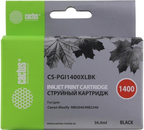 -/ Картридж струйный Cactus CS-PGI1400XLBK черный (36мл) для Canon MB2050/MB2350/MB2040/MB2340