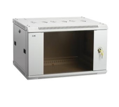 19" настенный шкаф 12U 600x450, стекл. передняя дверь, серый (плоск. упак)