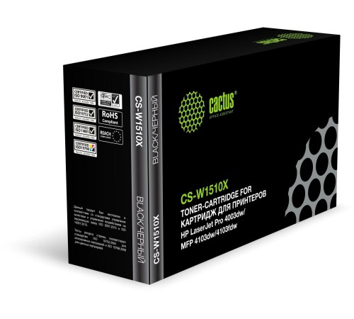 -/ Картридж лазерный Cactus CS-W1510X W1510X черный (9700стр.) для HP LJ Pro 4003dw/MFP 4103dw/4103fdw
