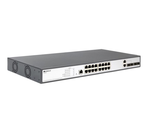 Коммутатор/ Managed L2 Switch 16x1000Base-T PoE, 2x1000Base-X SFP, 2xCombo 1000Base-T/SFP, PoE Budget 250W, RJ45 Console, 19" w/brackets