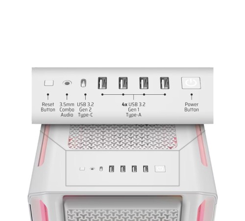 Корпус без блока питания/ Case Corsair iCUE LINK 5000T LX RGB, Midi-Tower, TG, 3x120mm RGB, 4xUSB-A 3.2, 1xUSB 3.2 Type-C, E-ATX, ATX, mATX, mITX White