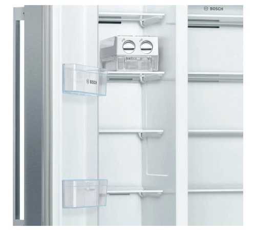 Холодильник BOSCH Холодильник типа side-by-side ,Serie   4, Full NoFrost, 178,7.6x90,8x70,7 см, LED освещение, Ящик для овощей и фруктов MultiBox, класс энергопотребления А++, полезный объём 560 (371/189) л, раздельная регулировка температуры с точностью