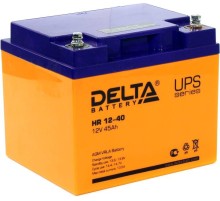 Батарея DELTA серия HR, HR 12-40, напряжение 12В, емкость 45Ач (разряд 10 часов),  макс. ток разряда (5 сек.) 450А, макс. ток заряда 12А, свинцово-кислотная типа AGM, клеммы под болт М6, ДxШxВ 198х166х170мм., вес 14.8кг., срок службы 10-12 лет./ Battery D