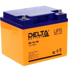 Батарея DELTA серия HR, HR 12-40, напряжение 12В, емкость 45Ач (разряд 10 часов),  макс. ток разряда (5 сек.) 450А, макс. ток заряда 12А, свинцово-кислотная типа AGM, клеммы под болт М6, ДxШxВ 198х166х170мм., вес 14.8кг., срок службы 10-12 лет./ Battery D