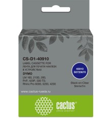 -/ Картридж ленточный Cactus CS-D1-40910 40910 черный/прозрачный для Dymo LM 160, 210D, 280, PnP, 420P, 500 TS; Rhino Pro 6000, 5200, 4200