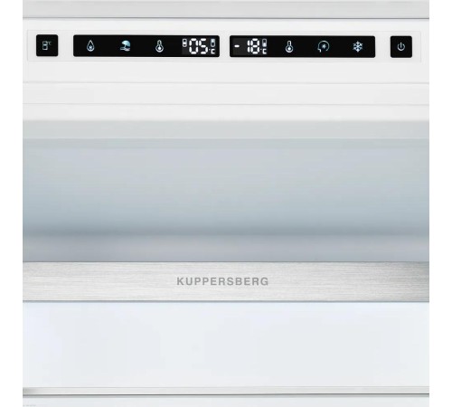 Встраиваемый холодильник Kuppersberg/ Встраиваемый холодильник Kuppersberg, High-Tech, объем 267 л, скользящий фасад, электронное управление, No Frost, антибактериальный пластик, звуковой сигнал при открытой дверце, перенавешиваемые двери, LED освещение,
