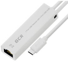 Greenconnect USB 3.1 Type C -> Ethernet RJ-45 F Lan Card + USB 2.0-разветвитель на 3 порта, сетевой адаптер, белый, GCR-UC2CL02