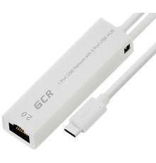 Greenconnect USB 3.1 Type C -> Ethernet RJ-45 F Lan Card + USB 2.0-разветвитель на 3 порта, сетевой адаптер, белый, GCR-UC2CL02