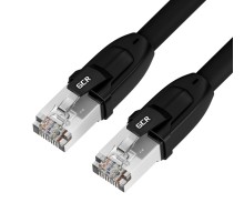 GCR Патч-корд LSZH PROF кат.8 ethernet  0.3m F/FTP,  RJ45, CU, 26 AWG, литой, прямой, черный, экранированные коннекторы