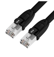 GCR Патч-корд LSZH PROF кат.8 ethernet  0.3m F/FTP,  RJ45, CU, 26 AWG, литой, прямой, черный, экранированные коннекторы
