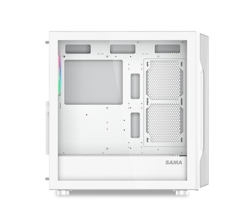 Корпус ПК без блока питания/ Case SAMA S40 White, Midi-Tower, TG, 4x120mm ARGB, 2xUSB 3.0 + 1xUSB 3.1 Type-C, ATX, mATX, mITX White
