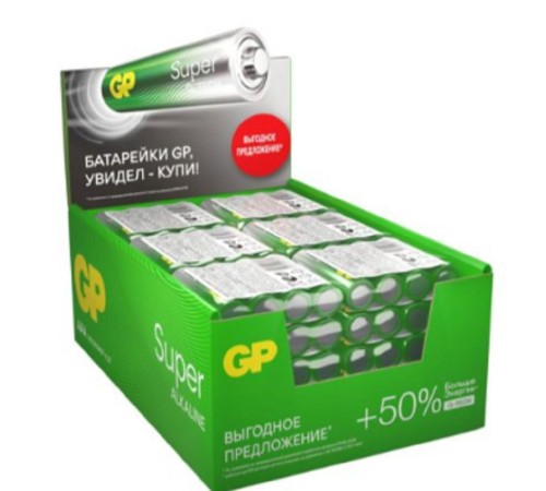 Батарейка ААА Алкалиновые батарейки GP Super Alkaline G-Tech 24А ААA - 4 шт. в пленке (4 шт.)