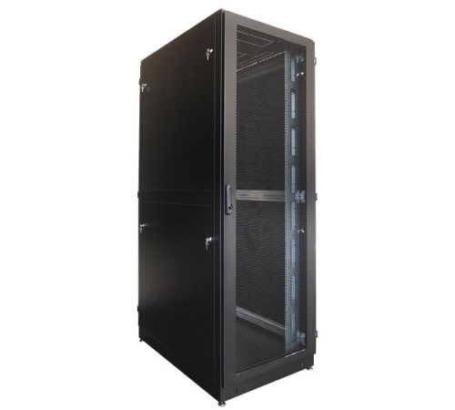 Шкаф ЦМО Шкаф серверный напольный 48U (800 1000) двойные перфорированные двери 2 шт., чёрный Шкаф ЦМО Шкаф серверный напольный 48U (800 1000) двойные перфорированные двери 2 шт., чёрный