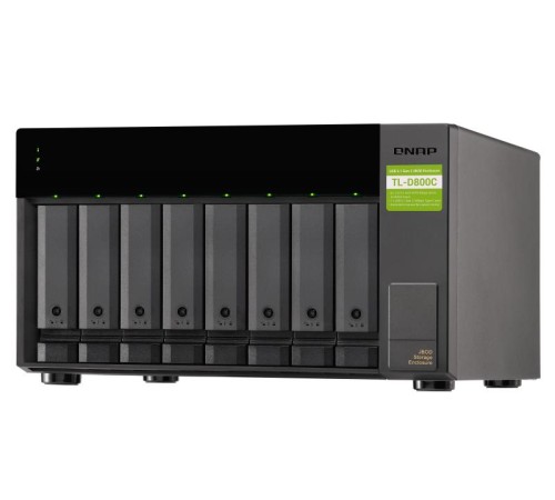 Полка расширения сетевого хранилища без дисков/ SMB QNAP TL-D800C USB 3.2 Gen 2 Type-C JBOD storage enclosure, 8-tray 3,5"/2,5" w/o HDD. desktop version.