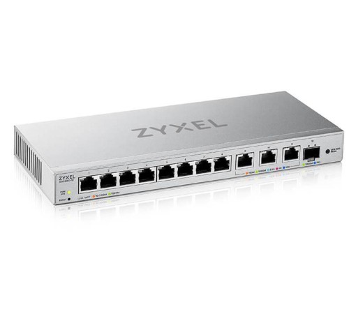 коммутатор Мультигигабитный Smart L2 коммутатор Zyxel XGS1250-12, 8xGE, 3x1/2,5/5/10G, 1xSFP+, кнопка LED ECO Mode, настольный