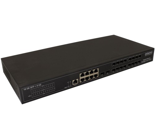 Коммутатор/ OSNOVO Управляемый (L2+) гигабитный коммутатор, 18*SFP 1000 Base-X, 8 *10/100/1000 Base-T