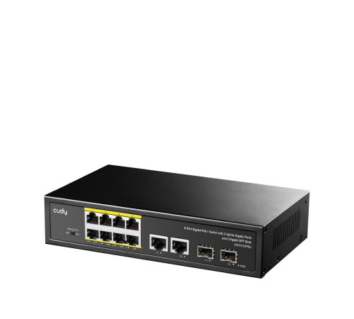Коммутатор/ 8-10/100/1000 BASE-T Gigabit ports,2-Port 10/100/1000 BASE-T Gigabit Uplink ports, 2-1000 BASE-X SFP Slot, 8-port IEEE 802.3at PoE+ Injector, Supports PoE power up to 30W for each PoE port, Extend Mode (Port#7 and #8 support transmit distance