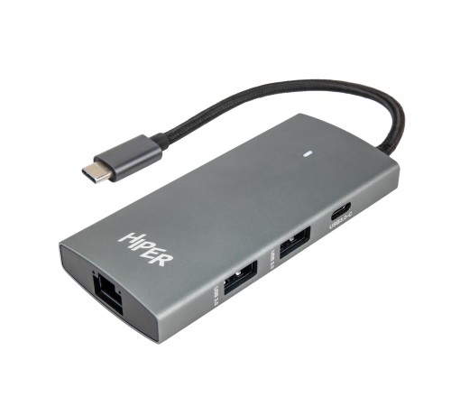 Док-станция/ Docking station HIPER USB-C HUB 6in1 (1*USB-C 100W PD, 1*HDMI 4K@60Hz, 2*USB-A 3.0 (5Gbps data), 1*USB-C 3.0 (5Gbps data), 1*RJ45 Gb) Док-станция/ Docking station HIPER USB-C HUB 6in1 (1*USB-C 100W PD, 1*HDMI 4K@60Hz, 2*USB-A 3.0 (5Gbps data), 1*USB-C 3.0 (5Gbps data), 1*RJ45 Gb)